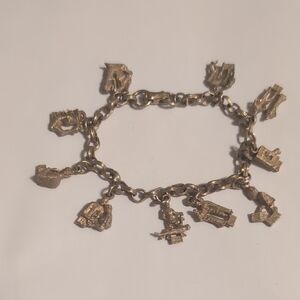 Coro Gold Vintage 10 Commandments Charm Bracelet with Intricate‎ Detailing